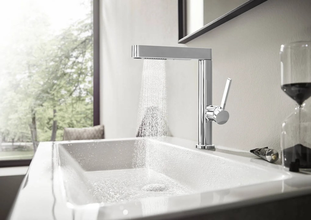 Hansgrohe Finoris, umývadlová batéria 230, s výpustom Push-Open a výsuvnou spŕškou, EcoSmart, chrómová, HAN-76063000