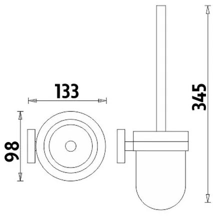 NIMCO UN 13094WN-26 - Nástenná WC štetka UNIX matné sklo/lesklý chróm
