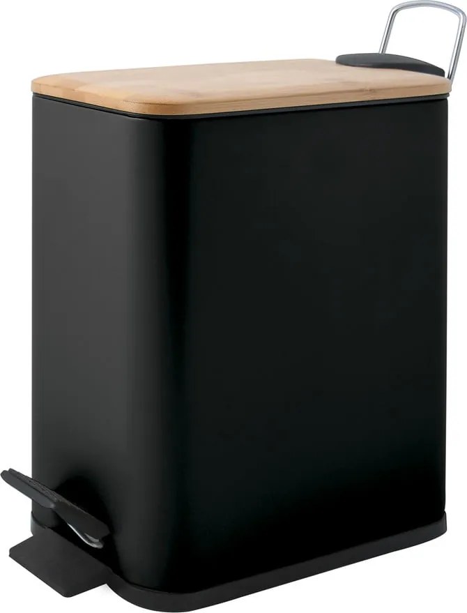 Matne čierny nášľapný oceľový odpadkový kôš 5 l Erik – Spirella