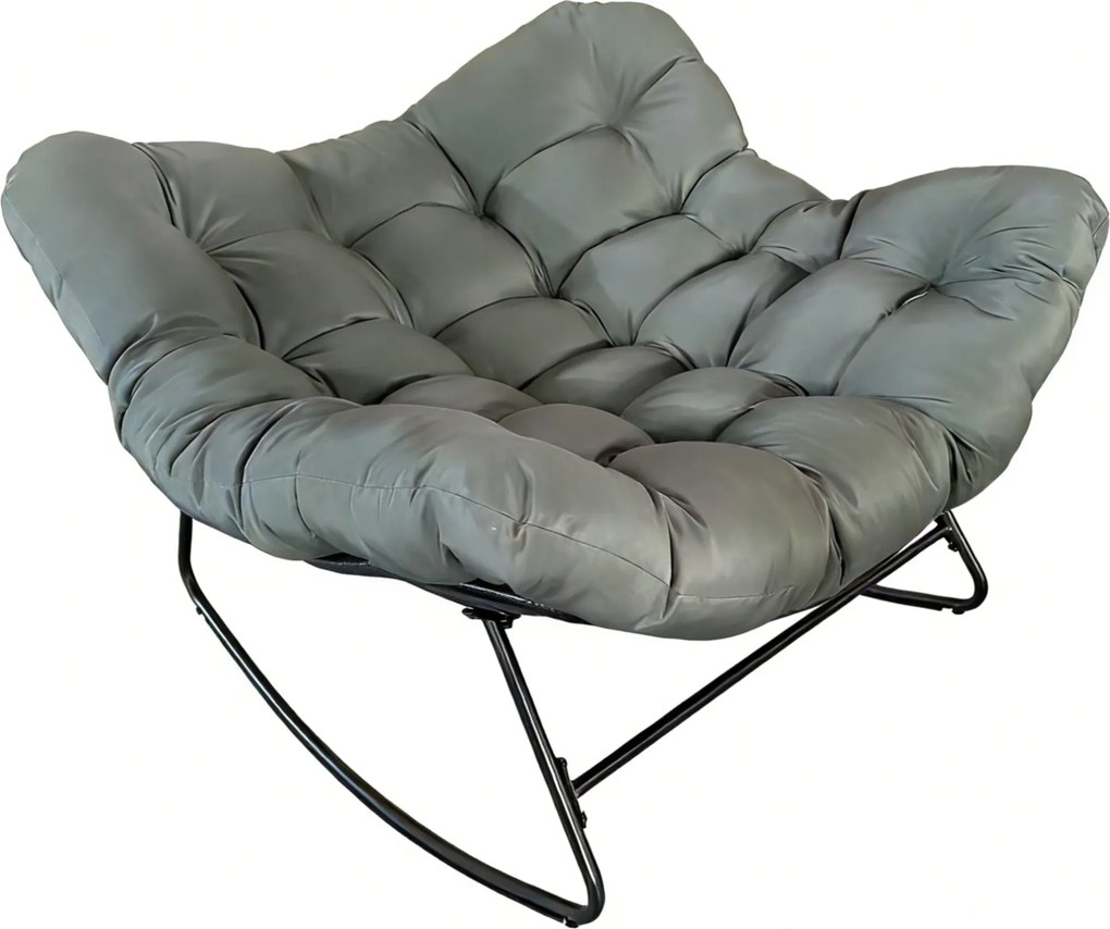 Hojdacie kreslo BestBerg BBRS-95BG / ratan / sivá