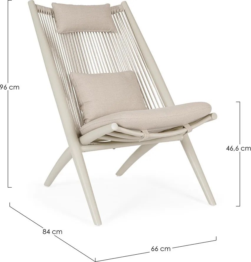 Béžové kovové záhradné kreslo Aloha – Bizzotto