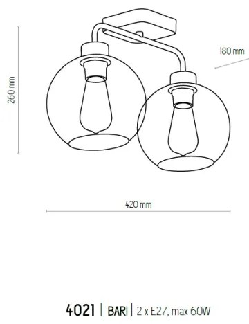 Prisadený luster BARI 2xE27/60W/230V