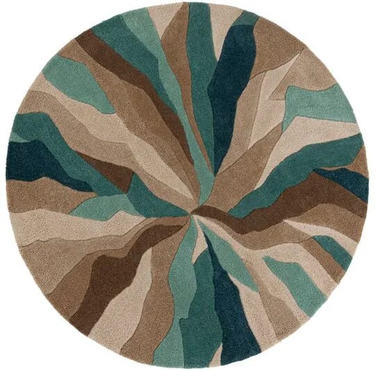 Flair Rugs koberce Ručně všívaný kusový koberec Infinite Splinter Teal kruh - 135x135 (průměr) kruh cm