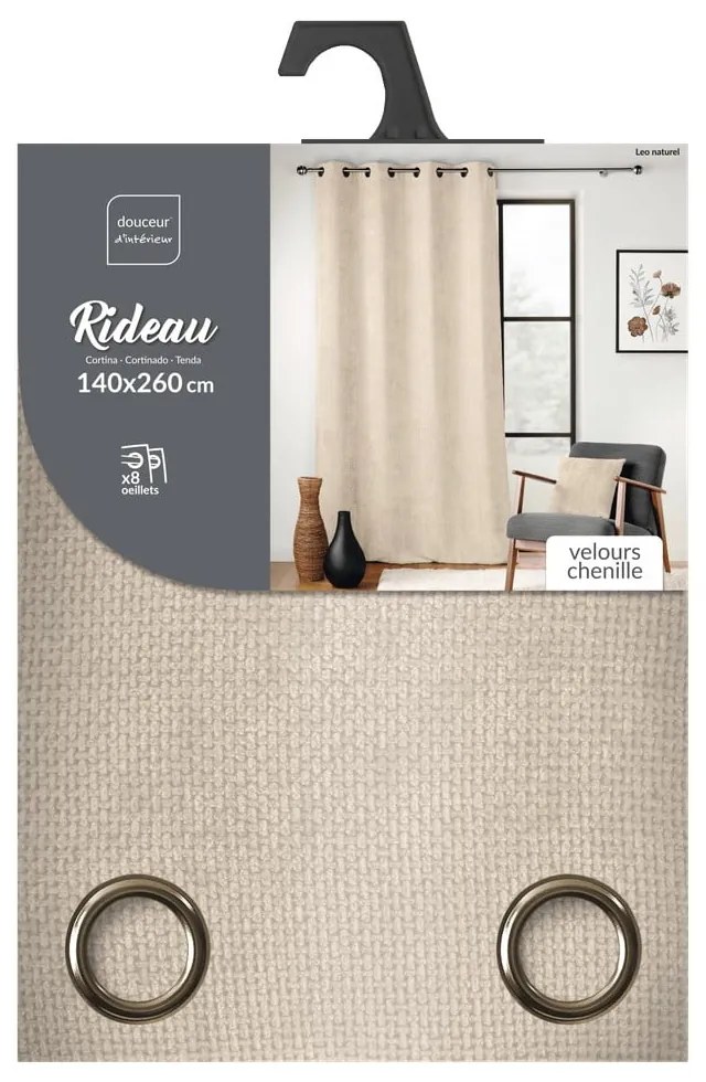 Béžový záves zo ženilky 140x260 cm Leo – douceur d'intérieur