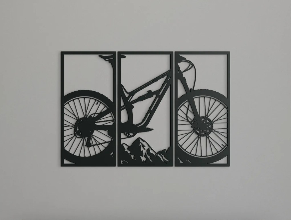 drevko 3-dielny obraz Bicykel Rozmer obrazu: 44 x 65,5 cm, Farba dekorácie: Čierna