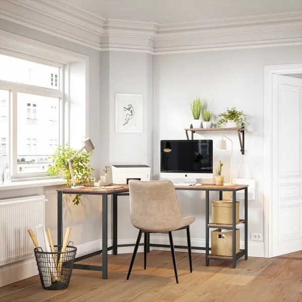 Rohový písací stôl SOLEA hnedá/čierna