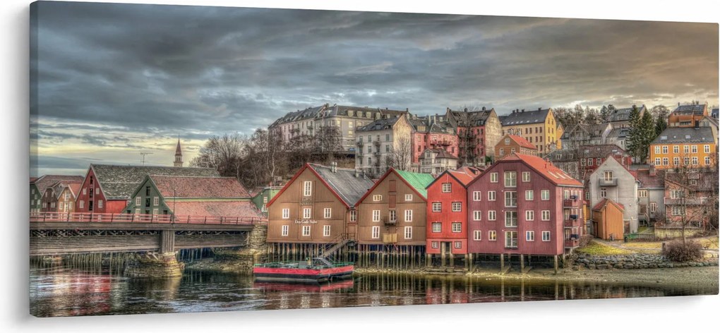 Obraz - Domy pri rieke (120x50 cm)