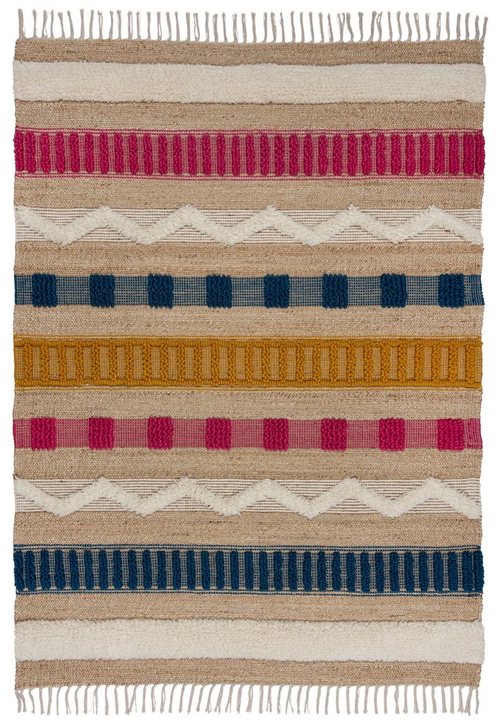 Kusový koberec Jubilant Medina Jute Natural/Multi, 120x170, viacfarebná, obývacia izba, Flair Rugs
