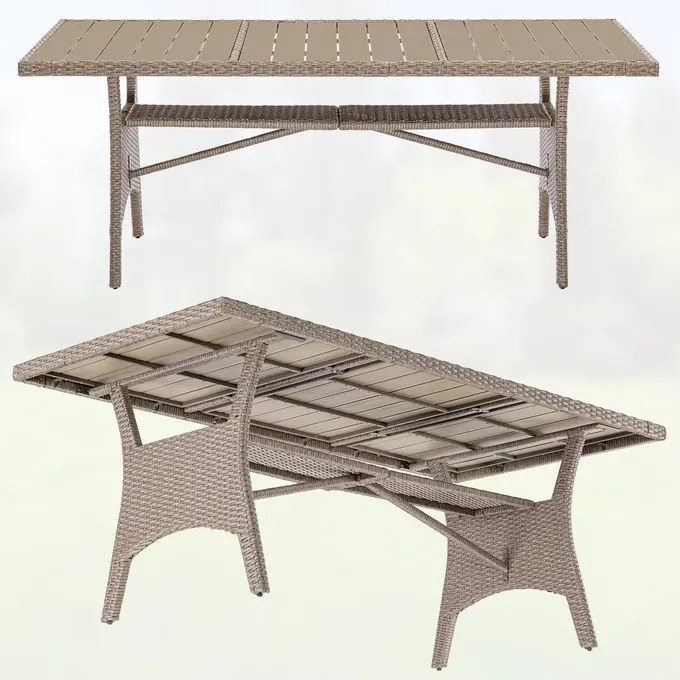 InternetovaZahrada Ratanový stôl Takeo 190x90x75 cm - krémový