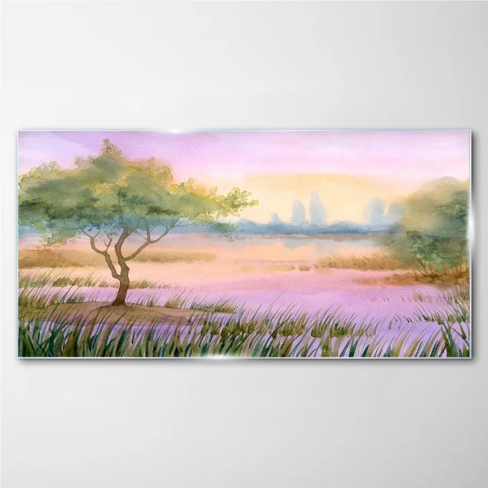 Obraz na skle Akvarely stromu voda