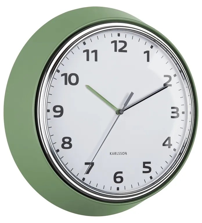 Karlsson 6006GR dizajnové nástenné hodiny zelená,pr. 34 cm