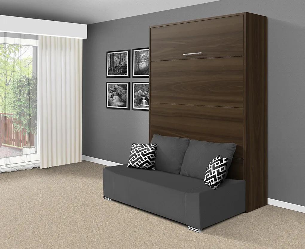 Nabytekmorava Sklápacia posteľ s pohovkou VS 21058P 200x140 farba pohovky: Hnedá, Typ farebného prevedenia: Bielá / dvere biele