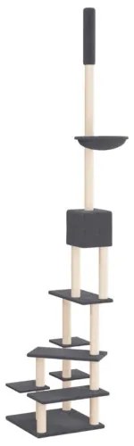 vidaXL Strom pre mačky od podlahy po strop tmavosivý 268,5-294,5 cm-