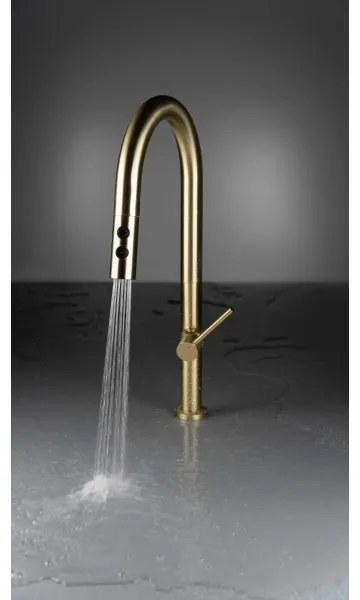 Deante BQO_R72M - Drezová batéria s vyťahovacou sprškou OLFATO kefovaná zlatá