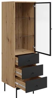 Zostava nábytku do obývacej izby Brulpin II, Osvetlenie: osvetlenie LED biele, Farby: dub artisan / čierny