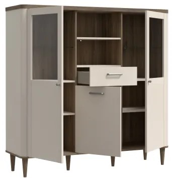 Vitrína VIRO hnedá/béžová