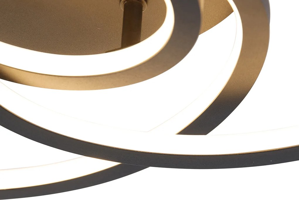 Stropné svietidlo čierne 45 cm vrátane LED 3-stupňové stmievateľné - Rowin