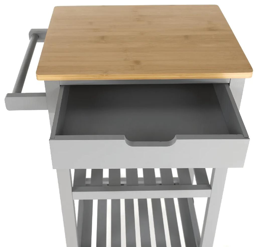 Servírovací stolík na kolieskach Arete - prírodná / sivá