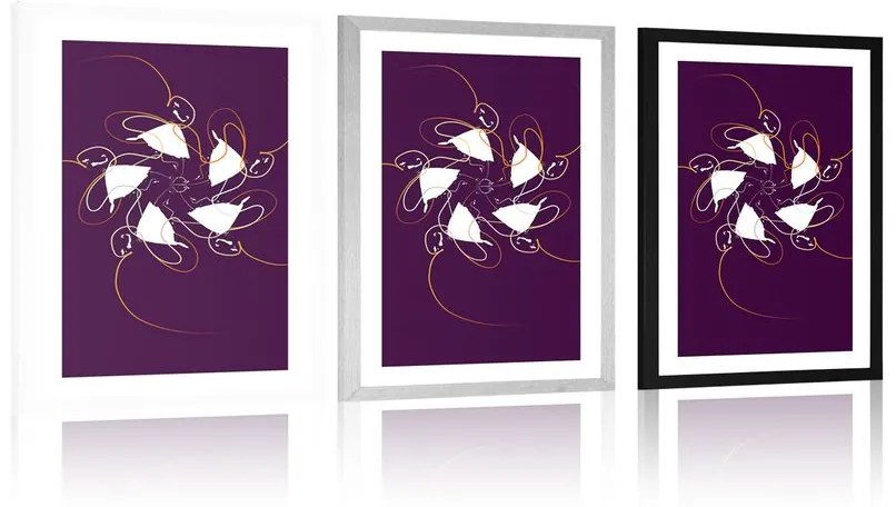 Plagát s paspartou tanec so stuhami na tmavom pozadí - 60x90 silver