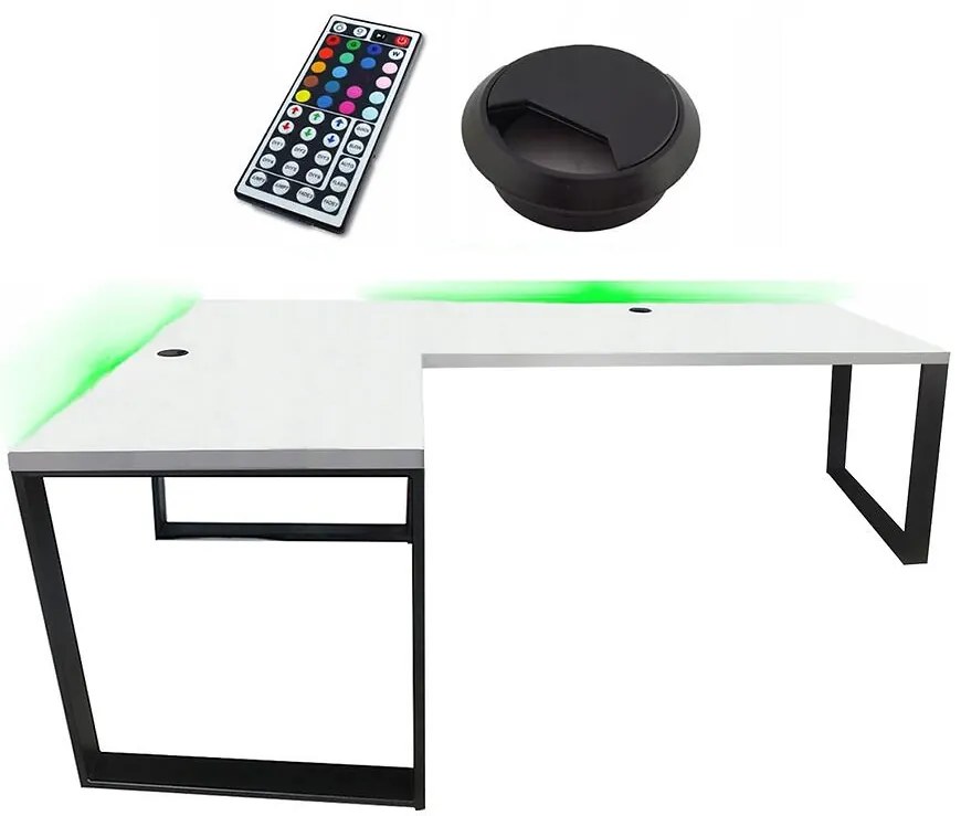 Písací Stôl Roh. Loft Low Biely 202x136x2,8 Model 2