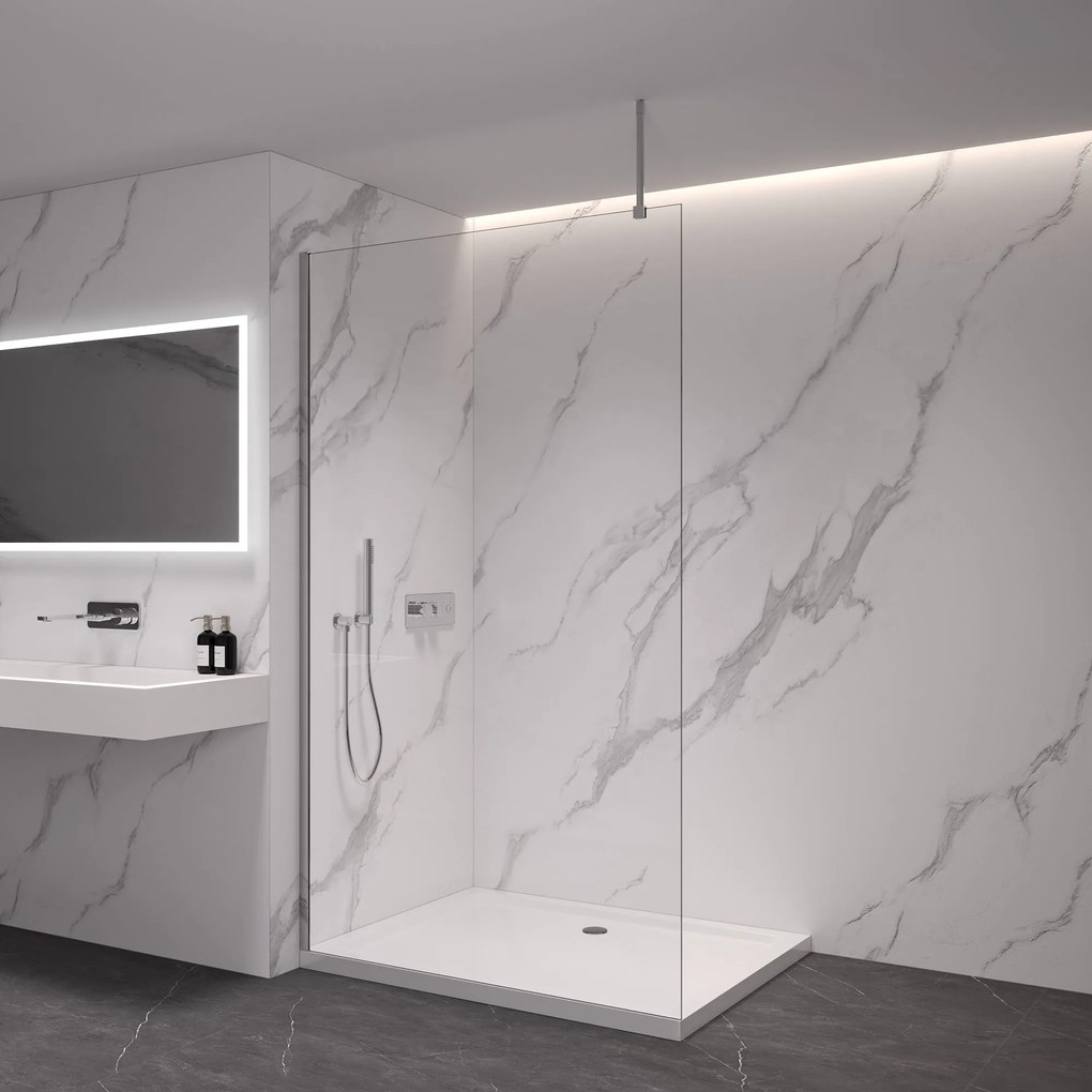 CERANO - Sprchová zástena Walk-in Onyx Top L/P - guľatá vzpera - chróm, transparentné sklo - 100x200 cm, CER-CER-8050BD1697