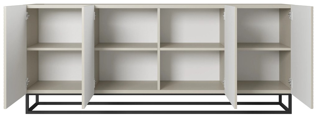 Komoda Asha 200 cm na čiernom kovovom ráme - kašmírová