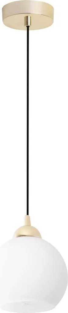 Závesné svietidlo Eliza, 1x biele sklenené tienidlo, g/b