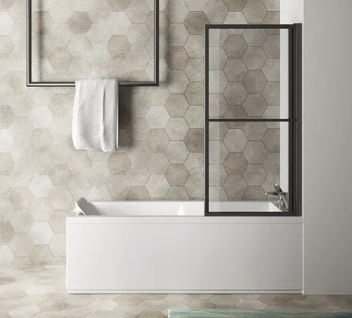 Polysan Kagera vaňová zástena 140x71 cm s pneumatickým zdvihom čierna 30336B