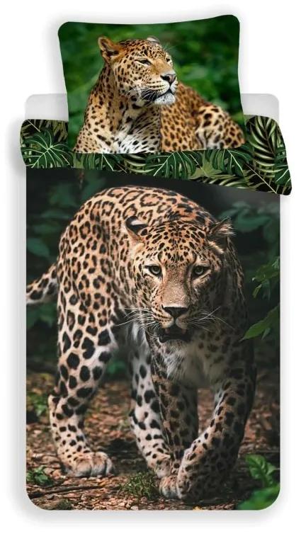 JERRY FABRICS Obliečky Leopard Green Bavlna, 140/200, 70/90 cm