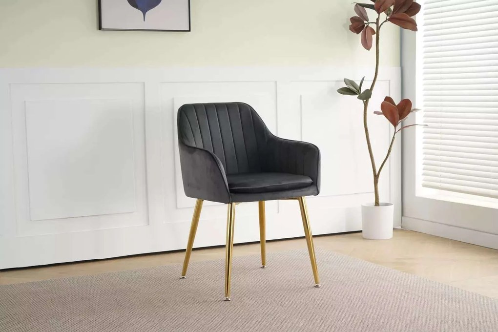 LuxuryForm DESIGN Stolička AUSTIN VELUR - SET - tmavo šedá
