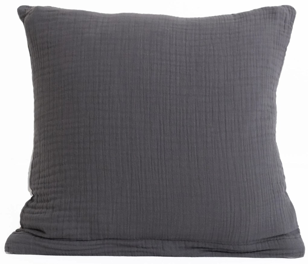 Mušelínová obliečka na vankúš 40 × 40 cm Alexia Duo - sivá/krémová