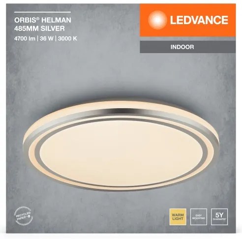 Ledvance - LED Stropné svietidlo ORBIS HELMAN LED/36W/230V pr. 48,5 cm strieborná