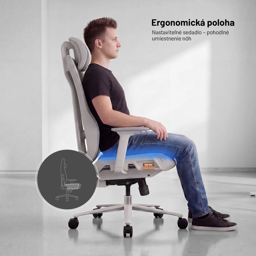 Ergonomická kancelárska stolička, svetlosivá: Diablo V-Flash Light Grey