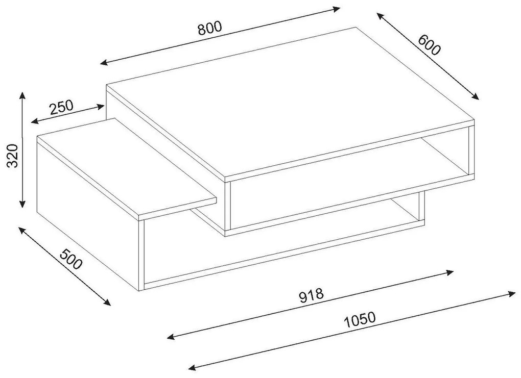 Dizajnový konferenčný stolík Landis 105 cm biely / červený