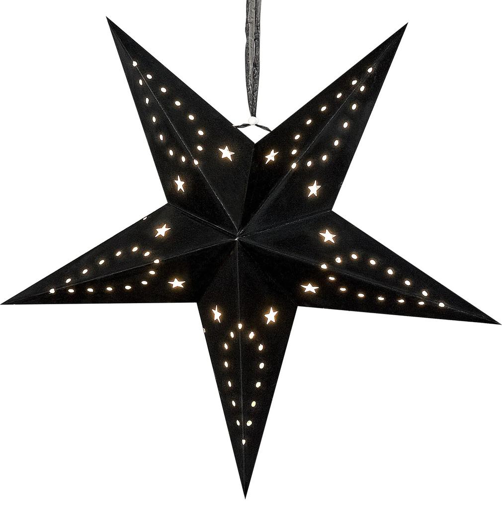 Sada 2 závesných zamatových hviezd s LED 45 cm čierna MOTTI Beliani