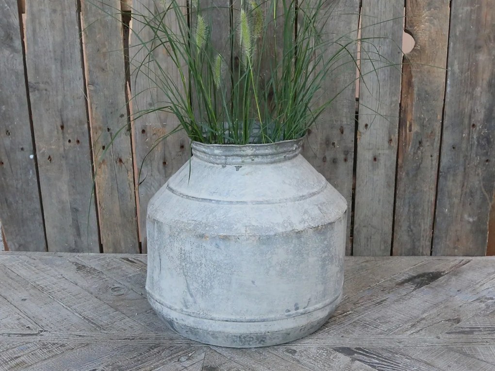 3ks dekoračné plechové antik kvetináče French - Ø 35*36 / Ø 30*34cm/ Ø 24*29cm