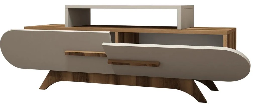 TV skrinka ROSE 145 cm orech/krémovo-biela