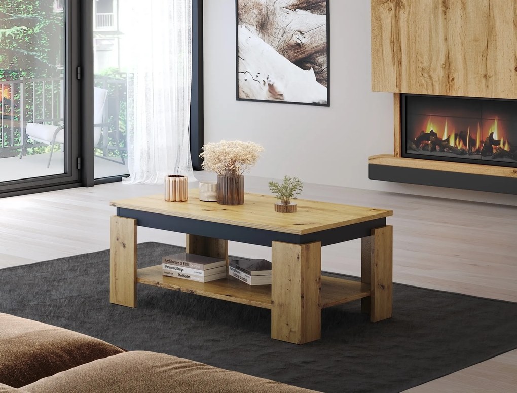 Konferenční stolek Turia 90 cm dub artisan/černý