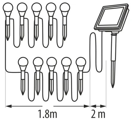 LED RGB Solárne svietidlo 10xLED/1,2V 300 mAh IP44 čierna