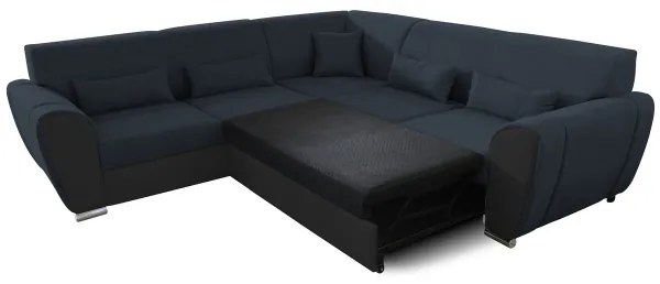 Rozkladacia rohová sedacia súprava s úložným priestorom v tvare L VISEU ľavá antracit/čierna
