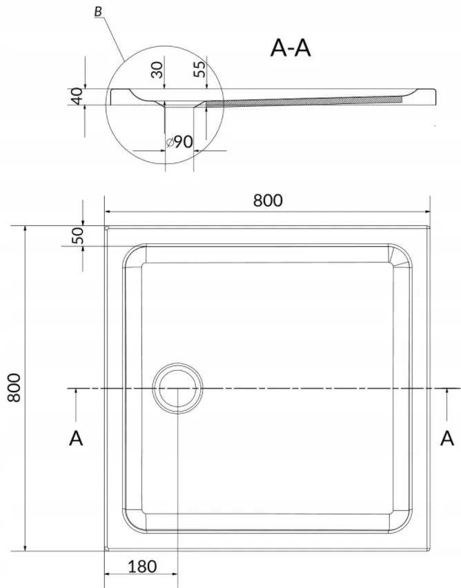 Cersanit Arteco, sprchový kút s krídlovými dverami 80 (dvere) x 80 (stena) x 190 cm, 5mm číre sklo, chrómový profil + slim sprchová vanička TAKO, S601-115