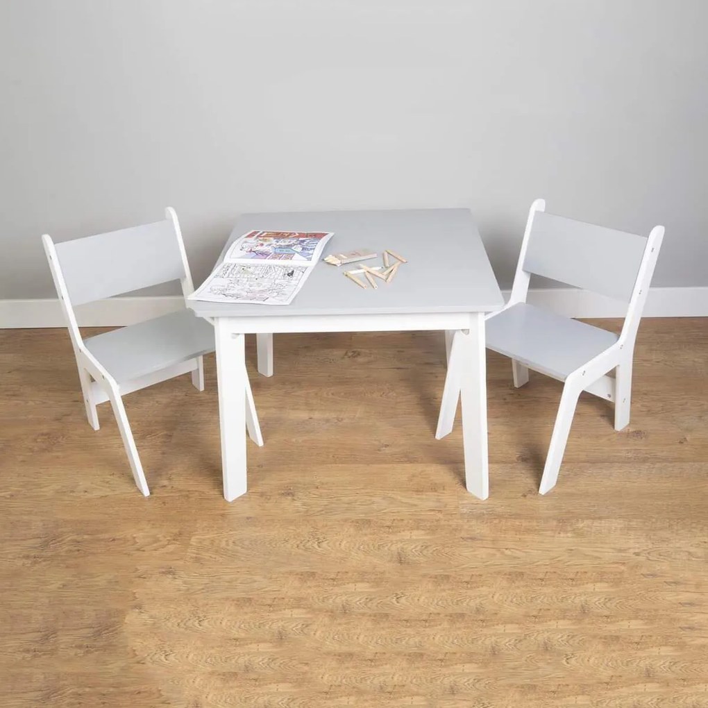 Ourbaby - Detský stolček a stoličky - šedo-biela Grey & White