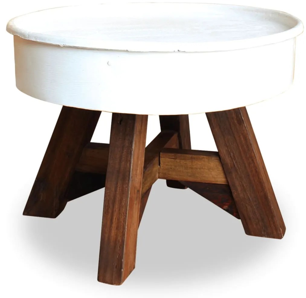vidaXL Konferenčný stolík 60x45 cm biely masívne recyklované drevo