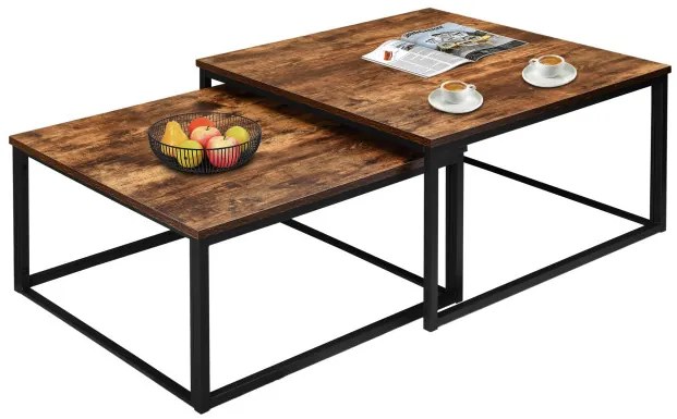 Sada 2 konferenčných stolíkov VELEN Rustic dub