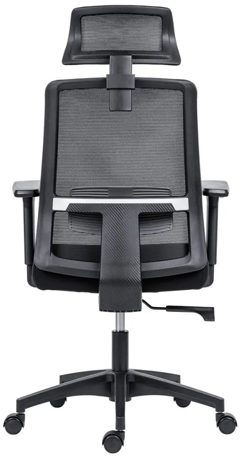 Kancelárska ergonomická stolička DELFO — sieť/látka, čierna