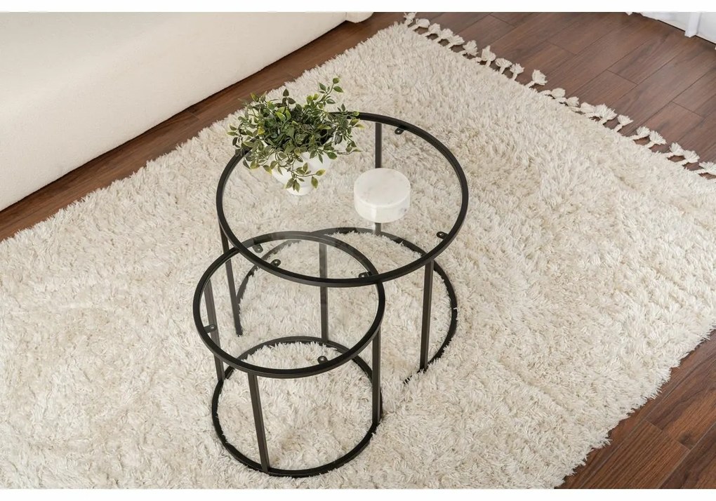 Súprava konferenčných stolíkov Aurum Black 60 cm, 2 ks