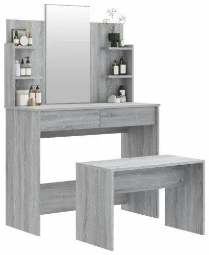 vidaXL Sada toaletného stolíka sivý dub sonoma 96x40x142 cm-