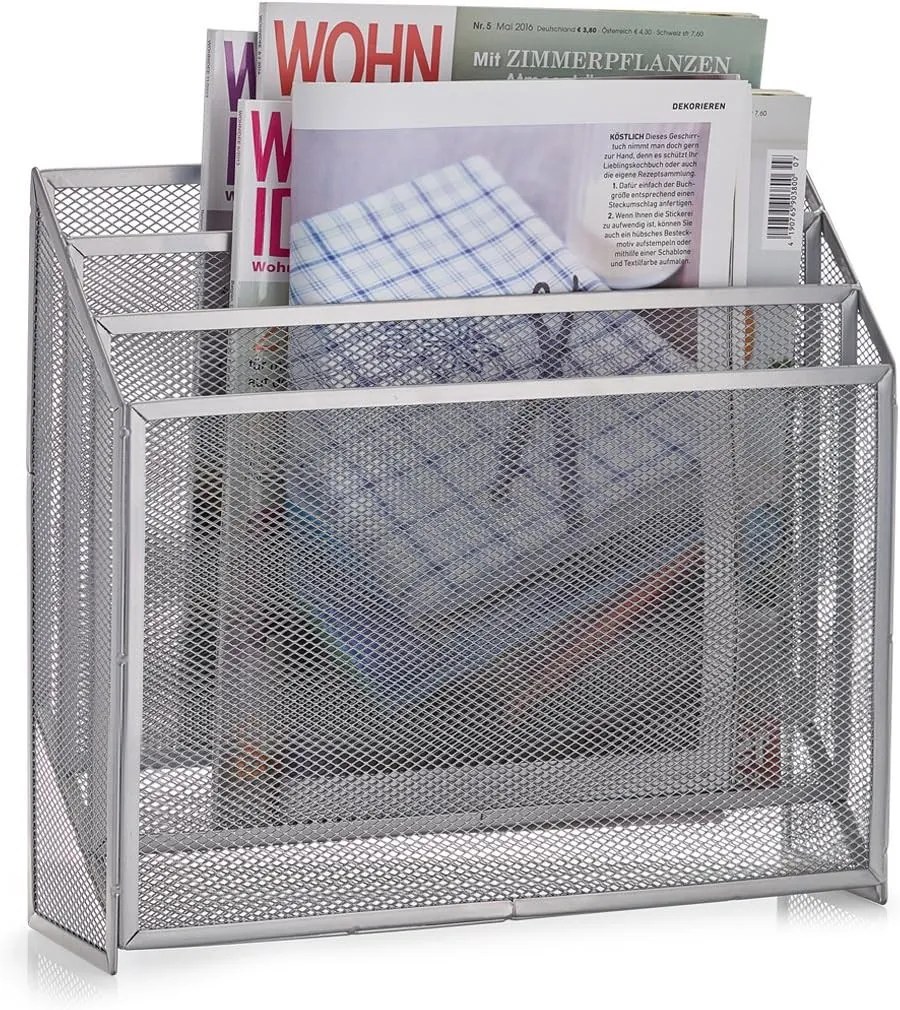 Zeller Present Kovový stojan na dokumenty/učebnice/časopisy, sivý, mriežka, MESH