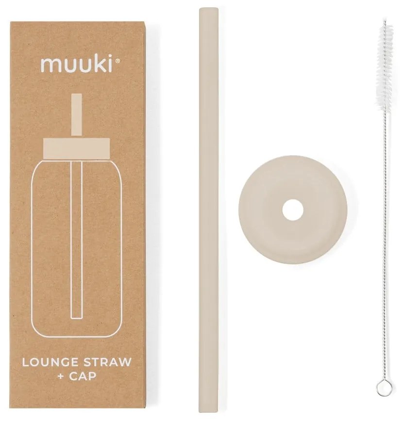 Silikónová slamka s čistiacou kefkou/s viečkom Summer Sand – Muuki