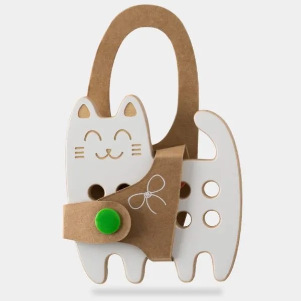 Montessori drevená prepletacia hračka - mačiatko